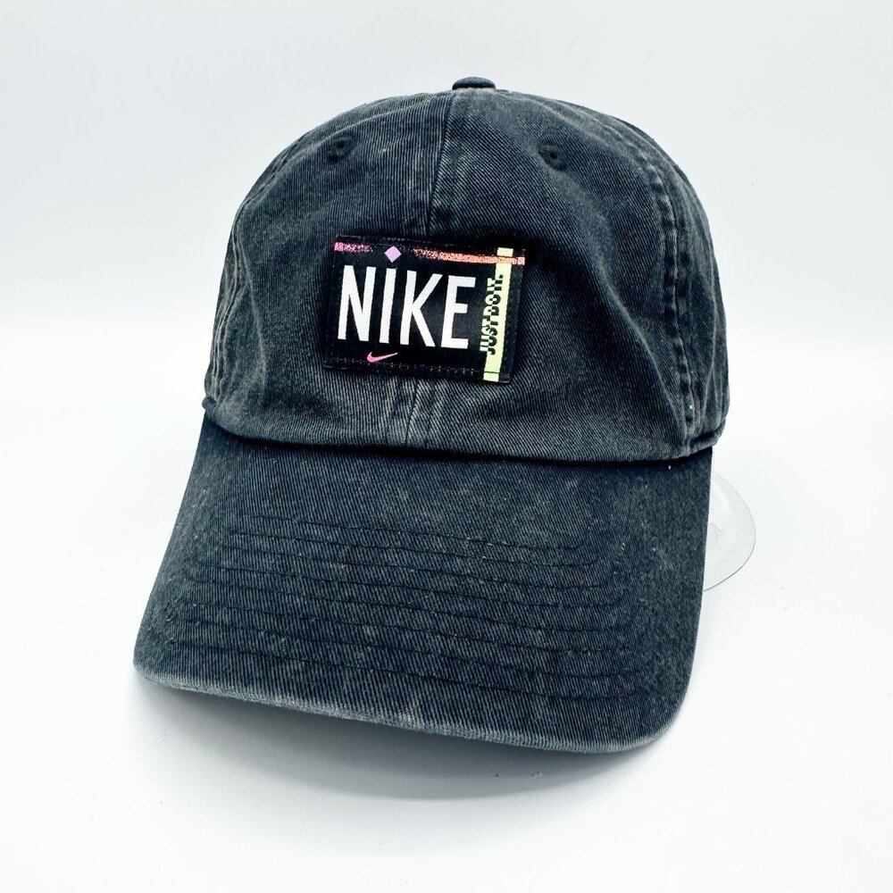 Women's Nike Sportswear Heritage 86 Washed Black Cap Hat OSFM Retro 80s Unisex